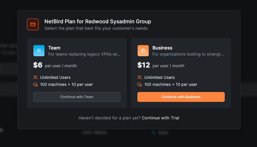 select customer plan