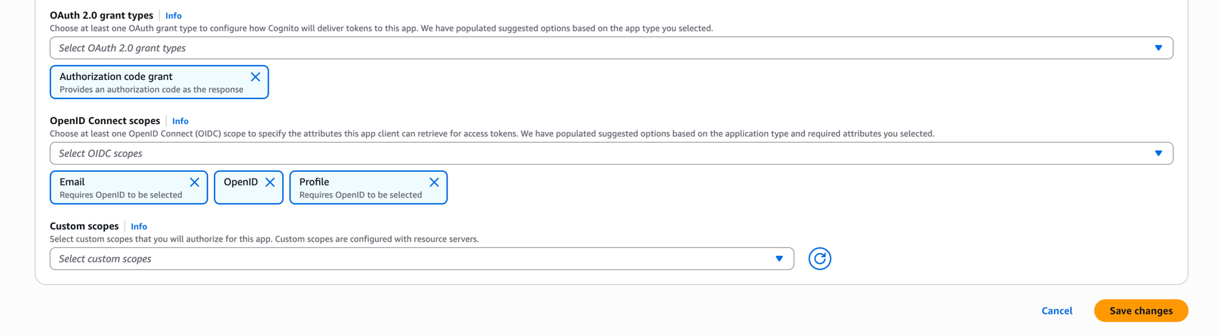 aws-cognito-oauth-settings